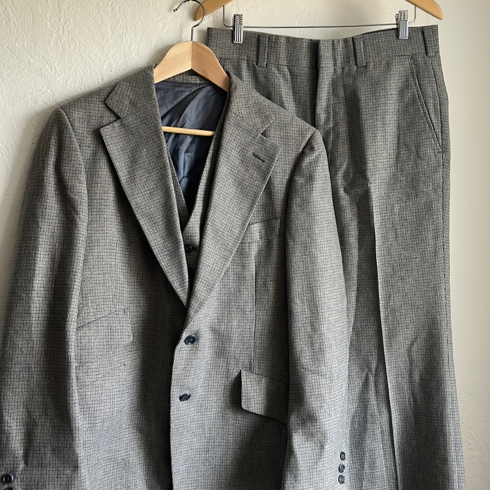 Austin Reed of Regent Street three piece wool suit blue black